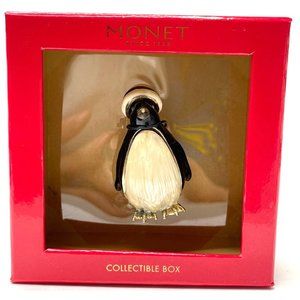 Monet Enameled Penguin Trinket Box w/ Igloo Charm Inside 2011 Collectible NEW